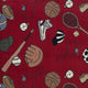6'x6' Square Custom Area Rug Multi Sports, Nylon Stainmaster Carpet, Red