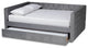 Elara Classic Velvet Daybed With Trundle, Queen Size, Gray