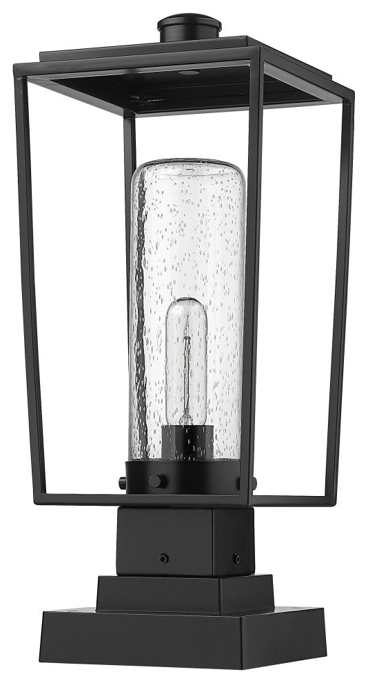 Z-LITE 594PHMS-SQPM-BK 1 Light Outdoor Pier Mounted Fixture, Black