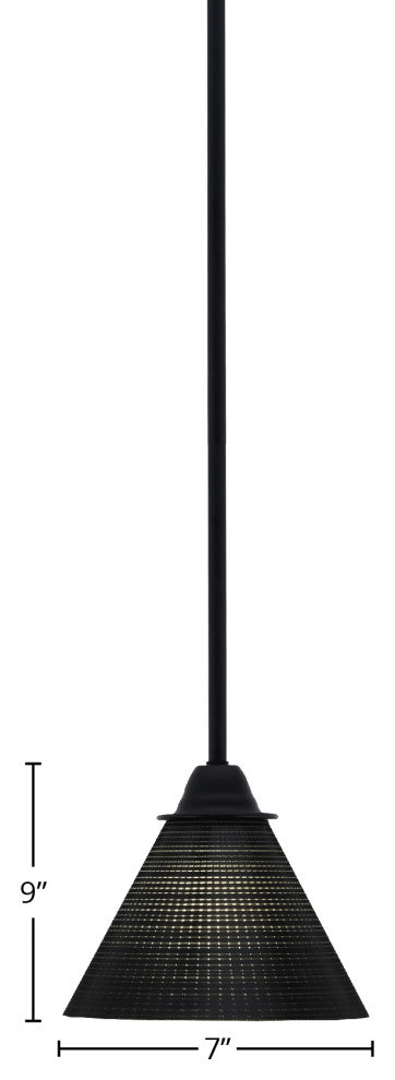 Paramount Mini Pendant, Matte Black, 7" Black Matrix Glass