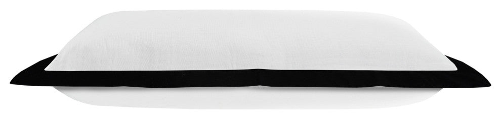 Ox Bay Handwoven White/Black Bordered Organic Cotton Pillow Cover, 14"x36"