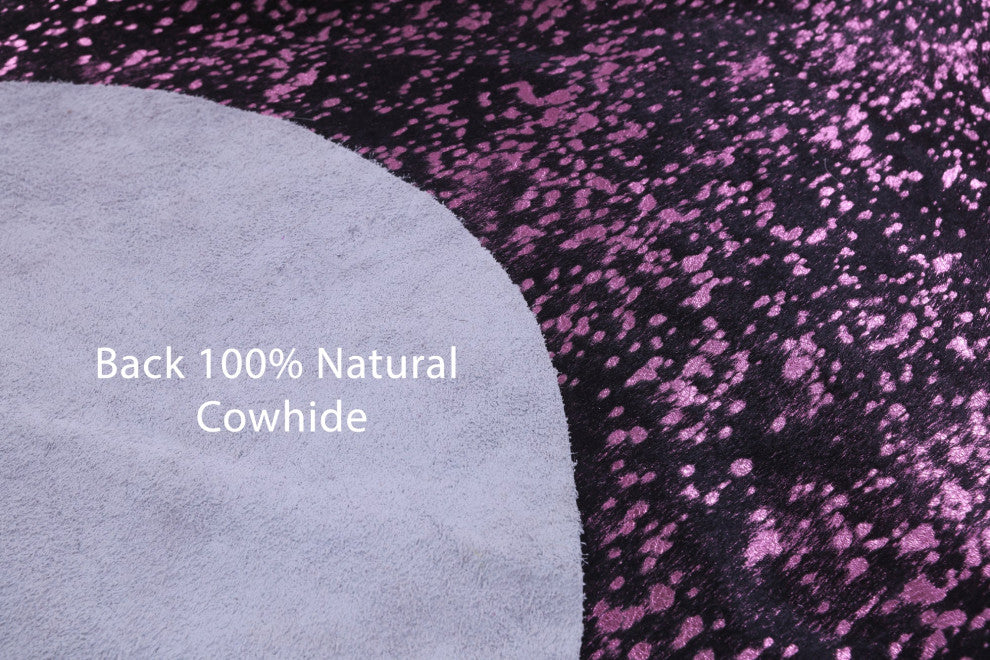 7' 0" X 6' 3" Pink Metallic Cowhide Rug C2077
