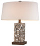 Benzara BM240307 Table Lamp With Abstract Mirror Block Base, Bronze