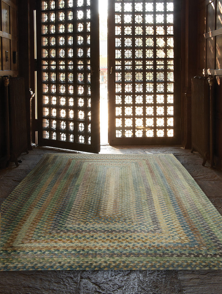 Alliance Concentric Rectangle Braided Rug, Moonstone, 11'4"x14'4"