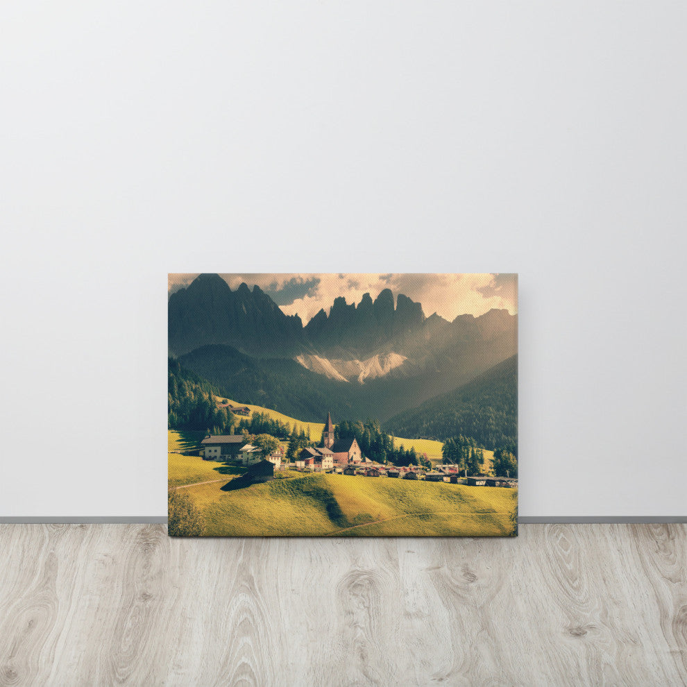 Sun Rays and Santa Maddalena Landscape Photo Canvas Wall Art Prints, 18" X 24"