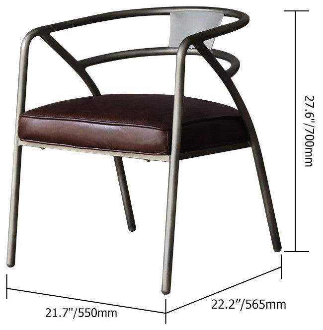 Industrial Gray and Brown Dining Chair Upholstered Curved Back Chairs (Set of 2)