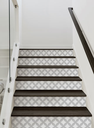 Interlocking Rings Peel and Stick Stair Riser Strips, Black, 48"w X 6"h, 6 Pack