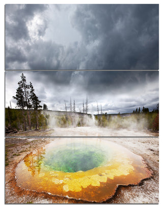 Fantastic Morning Glory Pool, Landscape Triptych Canvas Print, 28x36, 3 Panels