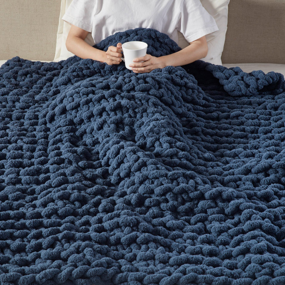 Madison Park Chenille Chunky Knit Throw