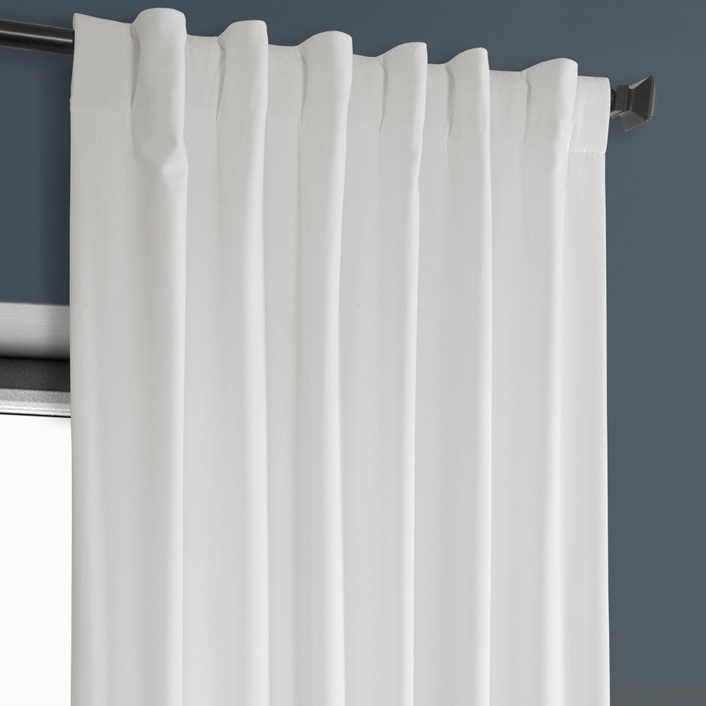 Heritage Plush Velvet Curtain Single Panel, Pillow White, 50"x84"