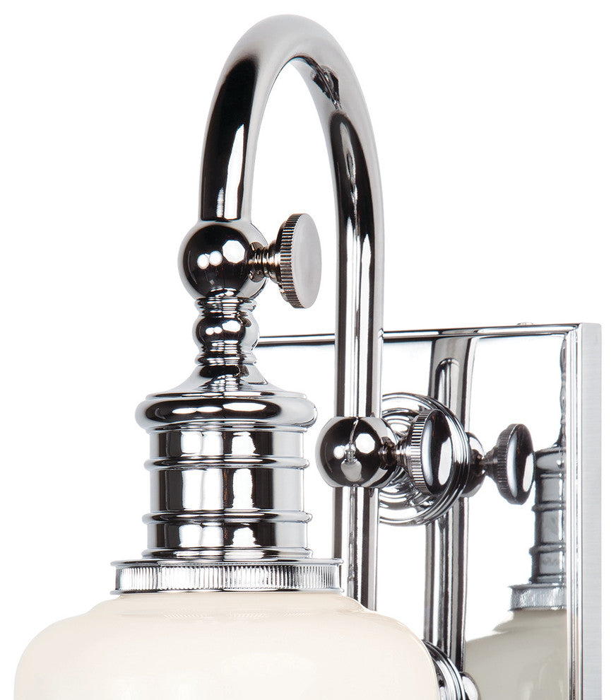 Keswick 1-Light Bath and Vanity With Opal Glossy Glass Shade, Polished Chrome