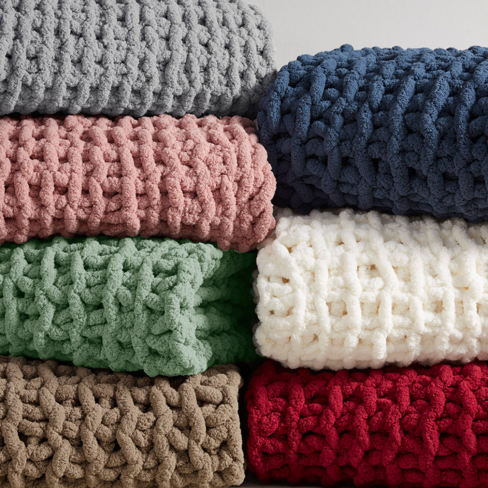 Madison Park Chenille Chunky Knit Throw