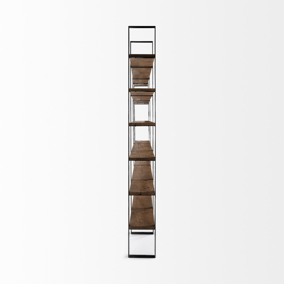 Black Iron Framed Wooden Shelving Unit