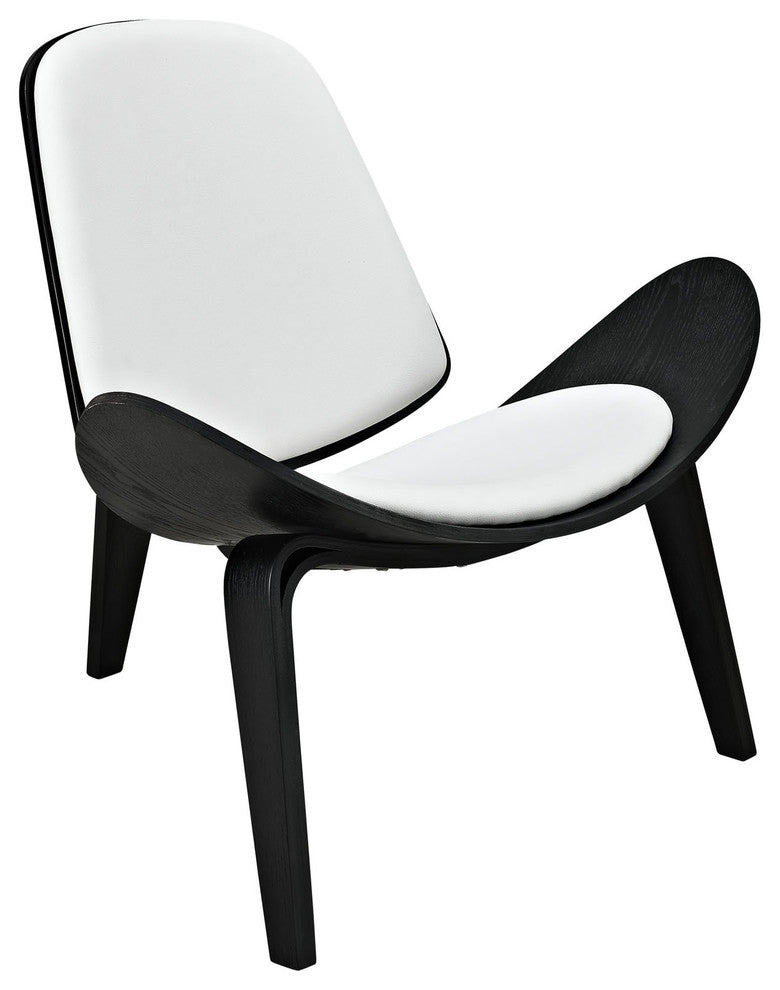 Modern Black White Arch Upholstered Vinyl Lounge Chair