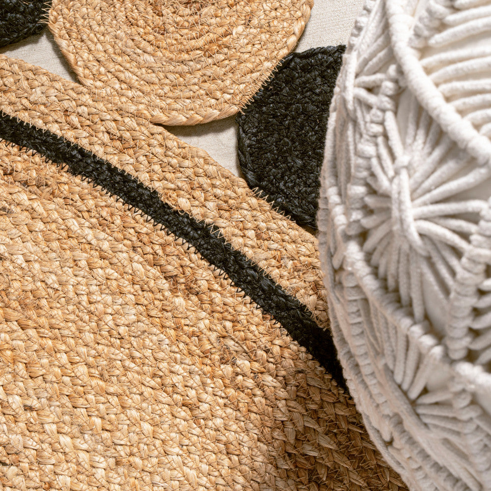 Aurora Two-Tone Jute Round Area Rug, 5' Round