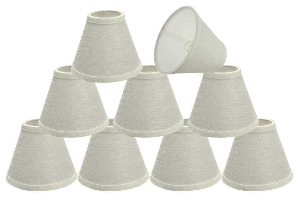 32119-9 Small Hardback Empire Chandelier Clip On Lamp Shade Pearl Linen 3"x6"x5"