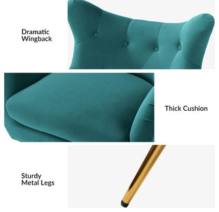 Upholstered Accent Chair With Tufted Back, Set of 2, Blue