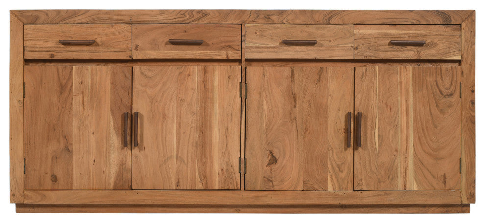 Fernious 4 Drawer 4 Door Sideboard, Natural Finish on Mango Solid Wood