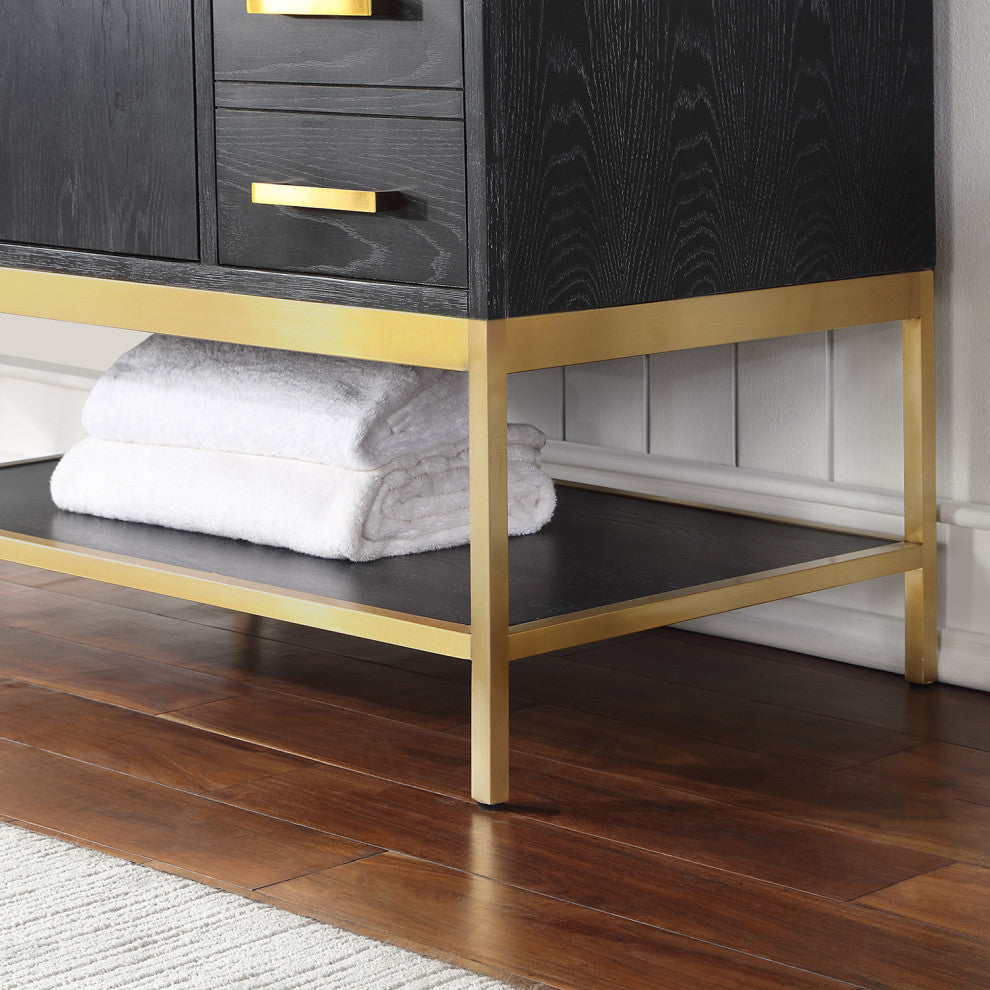 Wildy Black Oak Bathroom Vanity Set, 36", With Mirror