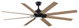 Levon 72" Ceiling Fan Black With Natural Blades and LED Light