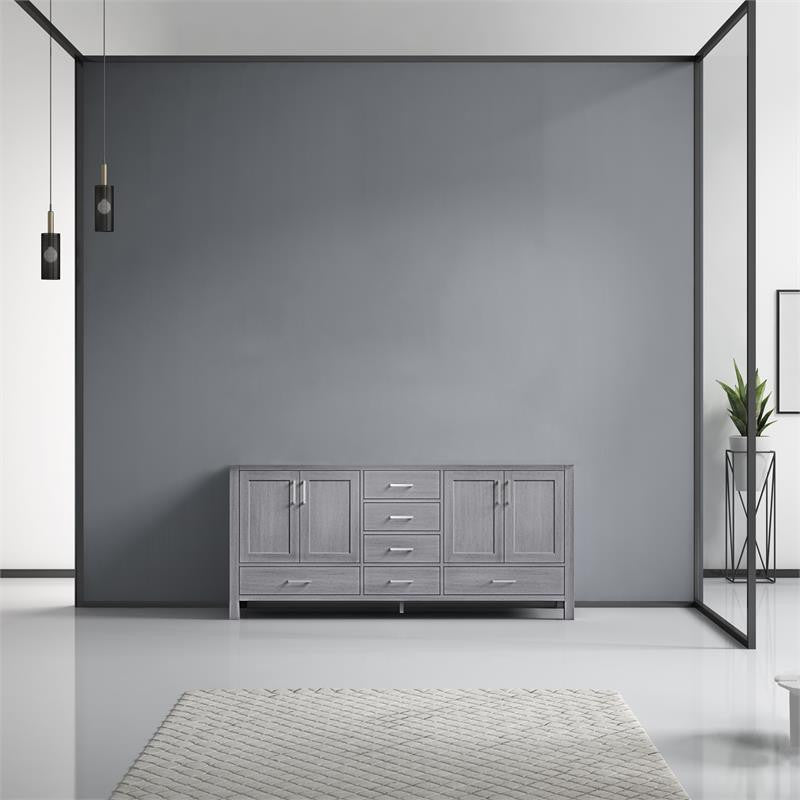 Lexora Home Jacques 72" Vanity Cabinet in Distressed Gray
