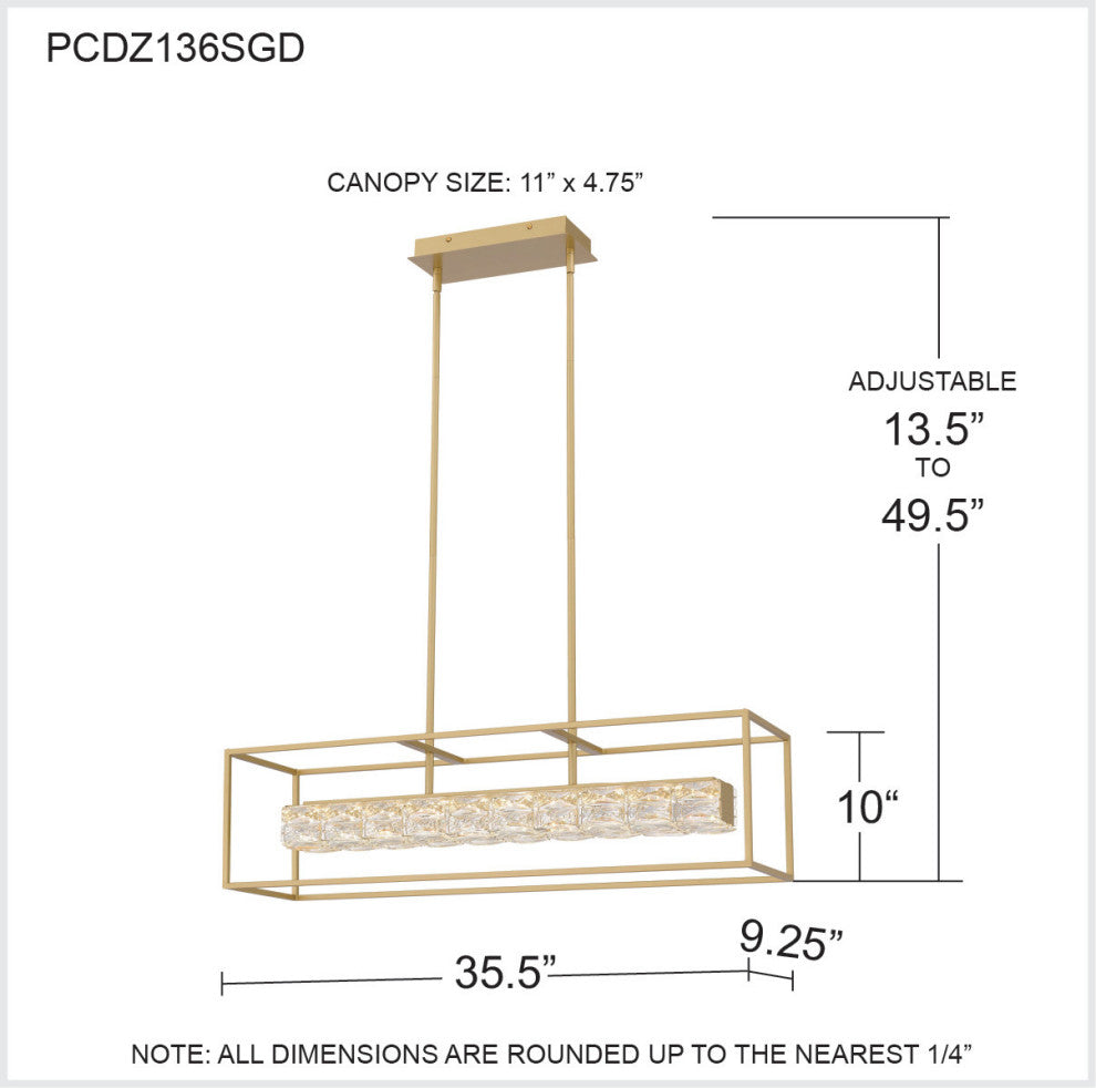 Quoizel PCDZ136 Dazzle 36"W Crystal Linear Chandelier - Soft Gold