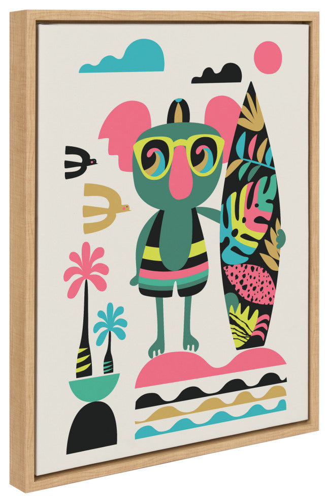 Sylvie Surf Koala Framed Canvas by Rachel Lee of My Dream Wall, Natural 18x24