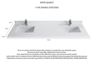 Parker 72 Double Sink Bath Vanity in White 1.5" White Quartz