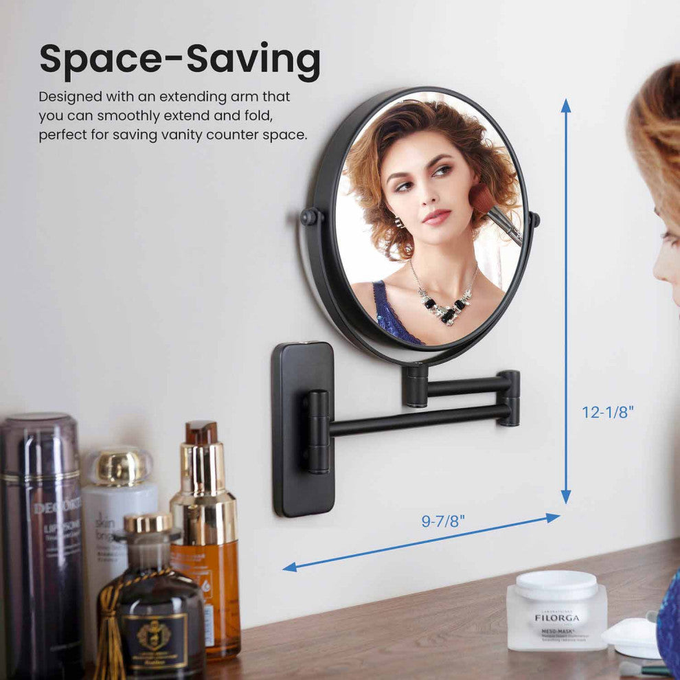 Circular Magnifying Makeup/shaving Mirror, Matte Black
