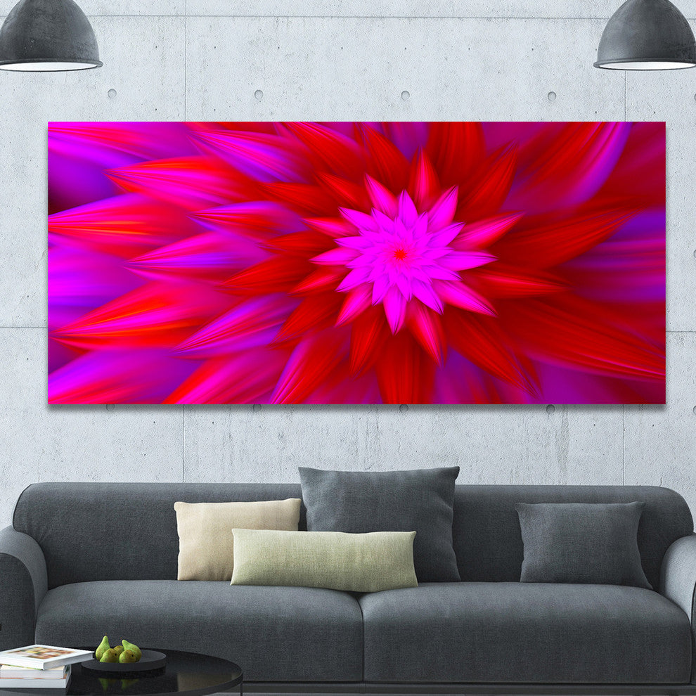 Dance of Bright Spiral Pink Flower, Large Floral Canvas Art Print, 60"x28"