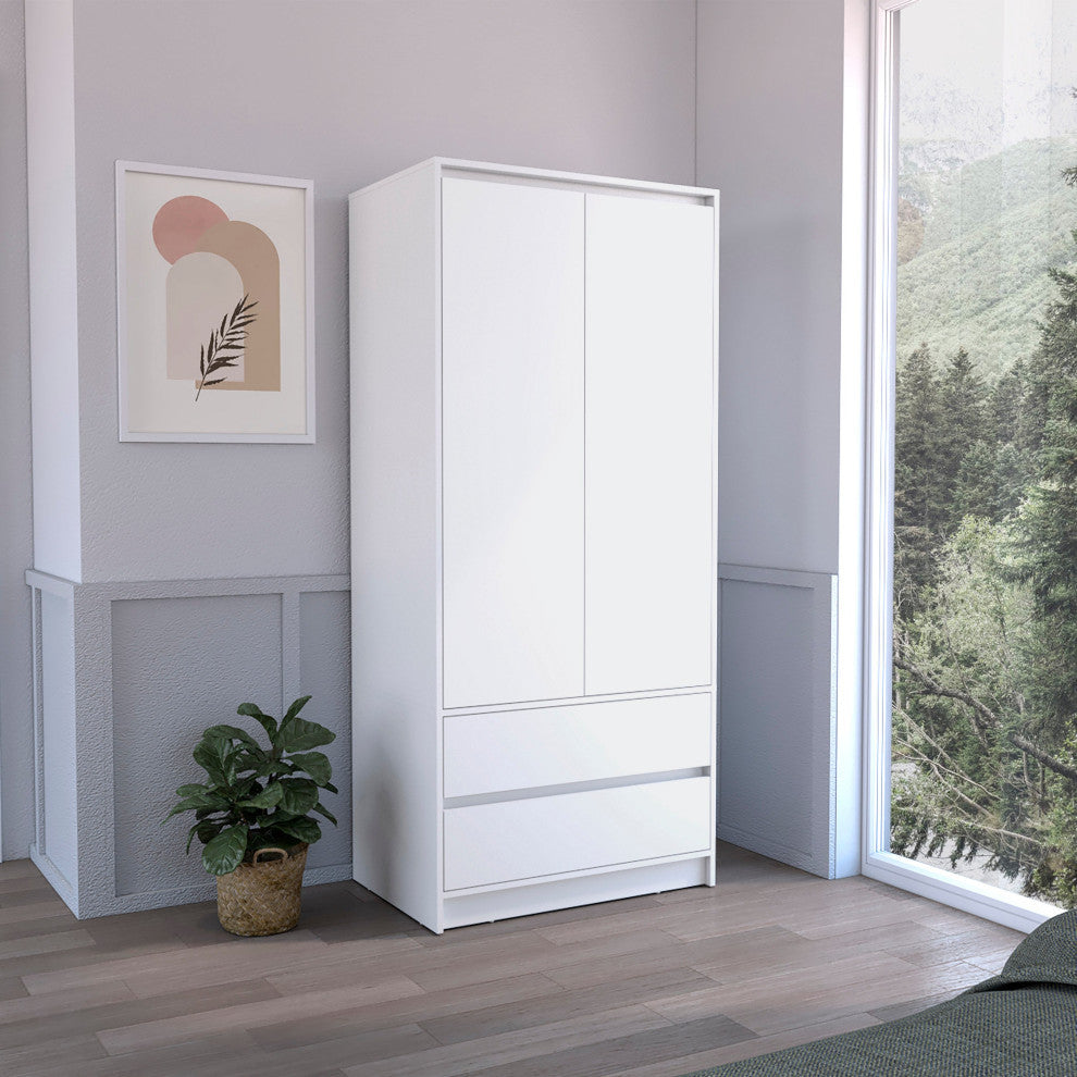 Palmer 2 Drawers Armoire, White