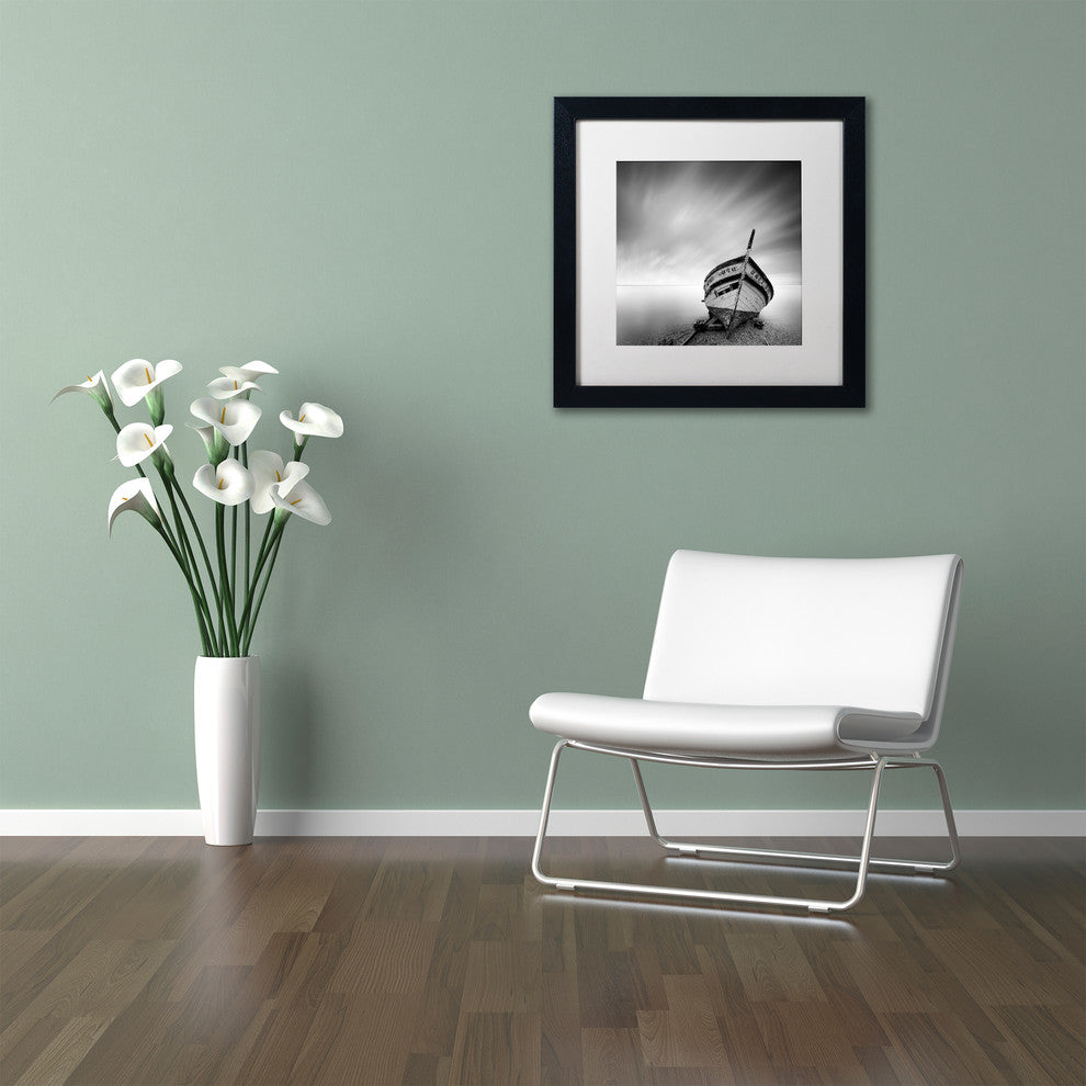 "Boat I" Matted Framed Canvas Art by Moises Levy