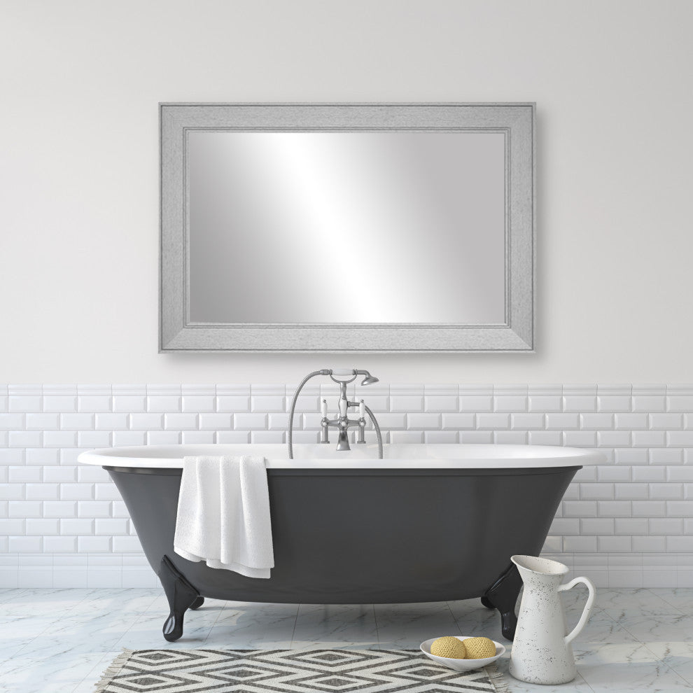 Porter Framed Wall Mirror, Silver, 26"x32"