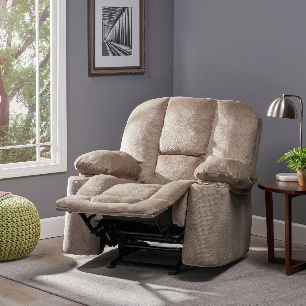 GDF Studio Raymond Latte Beige Fabric Glider Recliner Club Chair