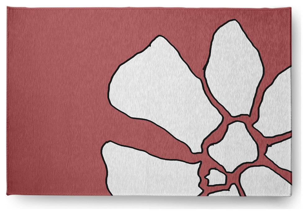 Petal Lines Spring Chenille Rug, Coral, 2'x3'