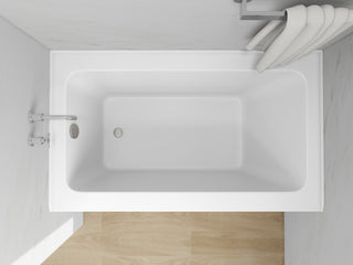 Vanity Art Alcove Soaking Acrylic Bathtub, White/Brushed Nickel, 54"x32", Left