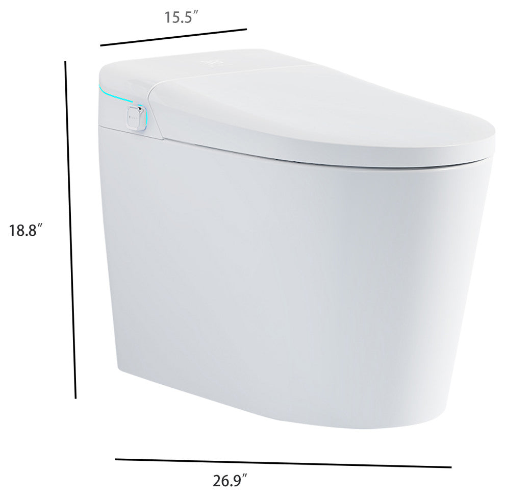 Elongated Ceramic Smart Toilet with Auto Flush and Heated Seat