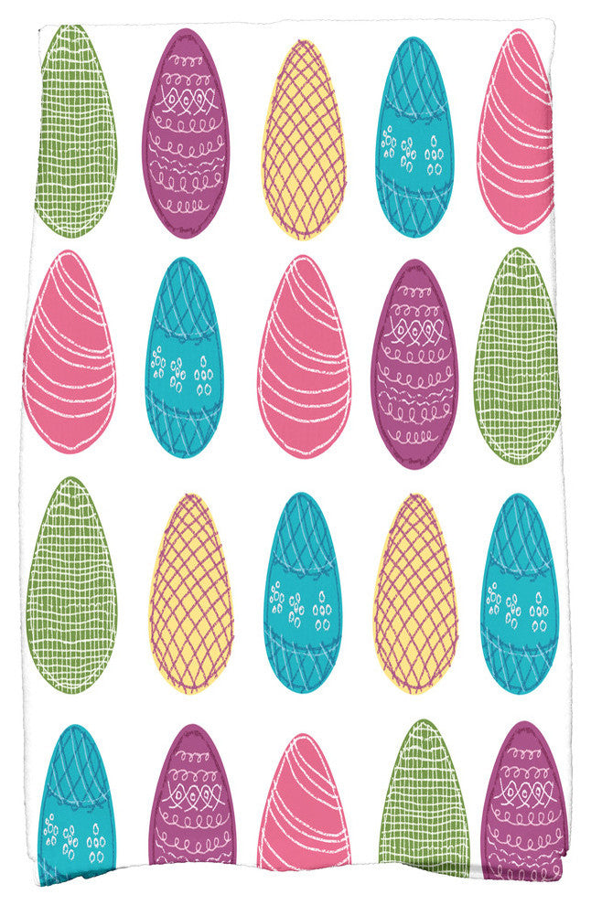 Eggs-Ellent!, Holiday Geometric Print Hand Towel, White