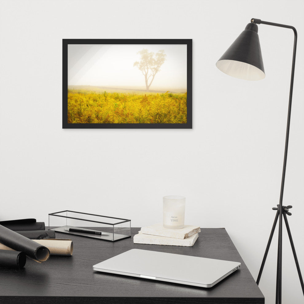 Dreams of Goldenrod and Fog Landscape Framed Photo Paper Wall Art Prints, Black, 12" X 18"