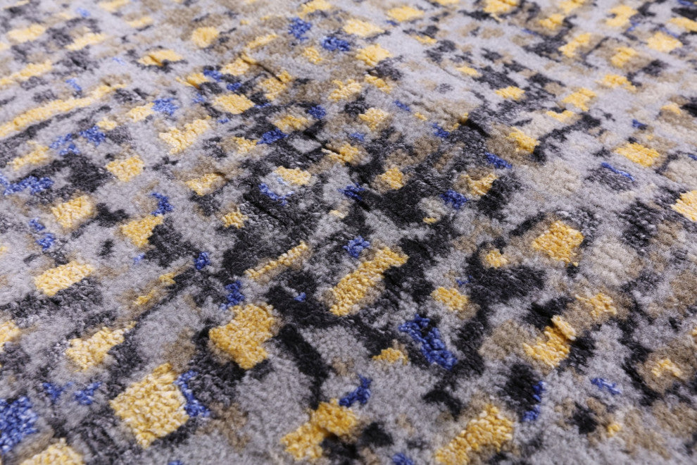 8' 1" X 10' 8" Wool and Silk Abstract Hand Knotted Rug Q7042