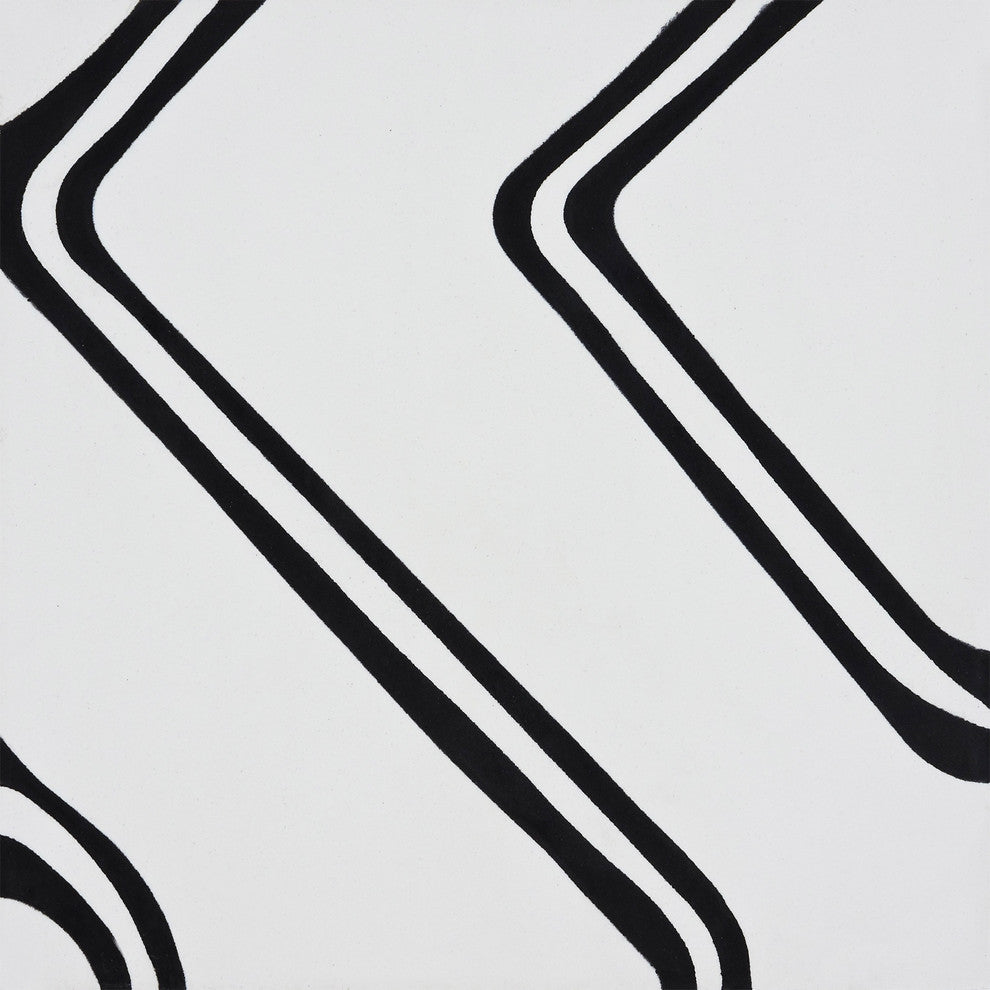 Chawen Handmade Cement Tile, White/Black, Sample
