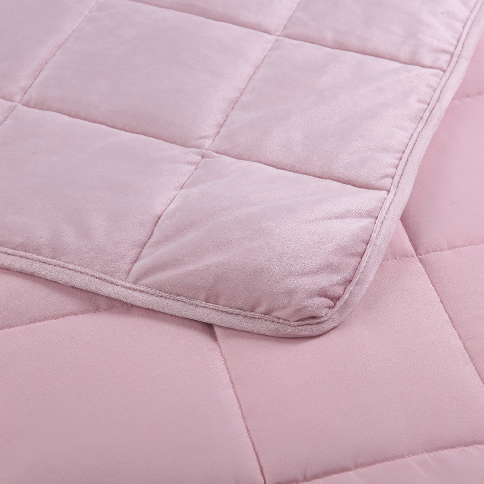 Tranquil Life Polyester Velvet Weighted All-Season Blanket, Pink, 36" X 48"
