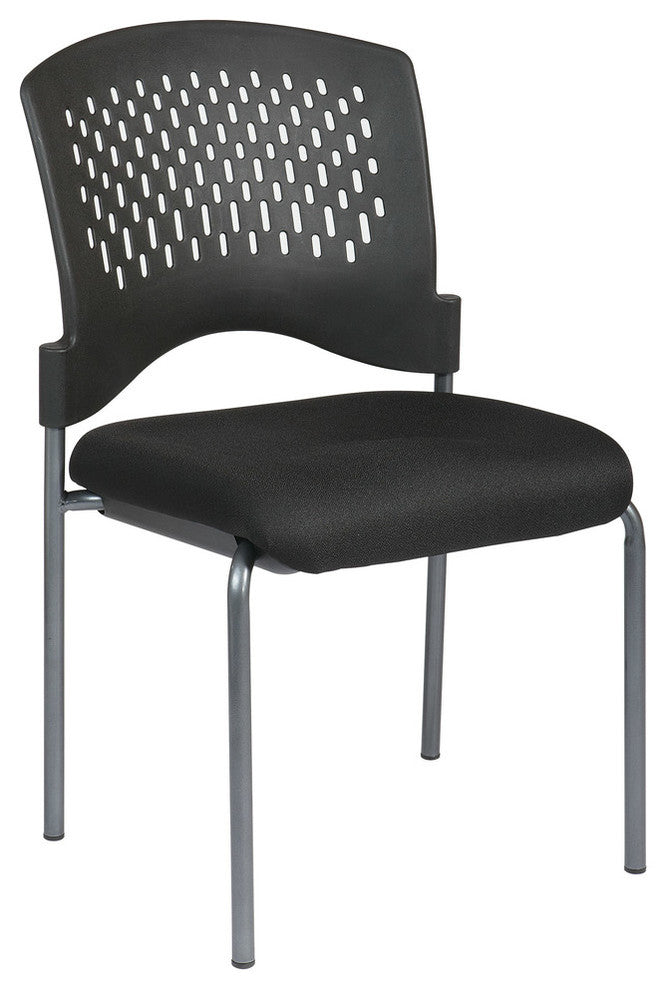 Titanium Armless Visitors Chair With Ventilated Plastic Wrap Around Back