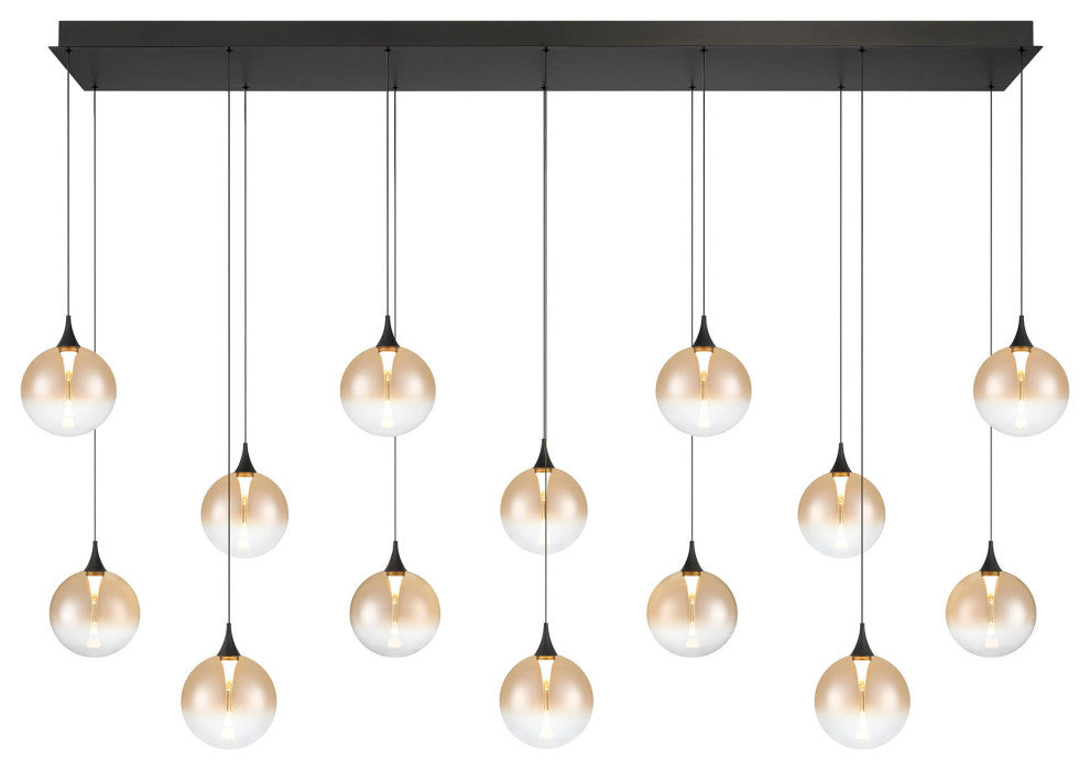 Iissa 14L 72" Black Amber Chandelier