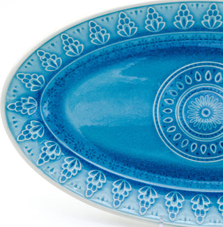 Euro Ceramica Fez Oval Platter, Turquoise