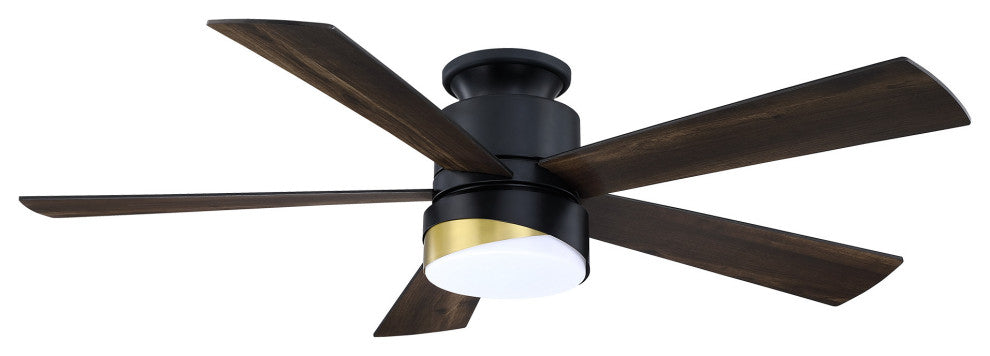 52 in LED Indoor Matte Black Smart Ceiling Fan with Light and Remote