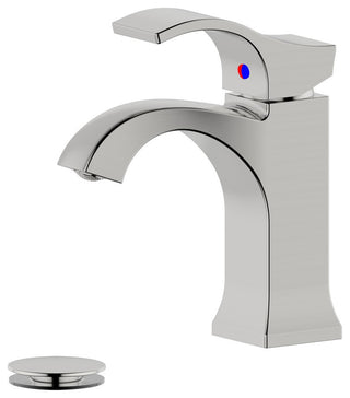 Kediri Single Handle Brushed Nickel Faucet, Drain Assembly With Overflow