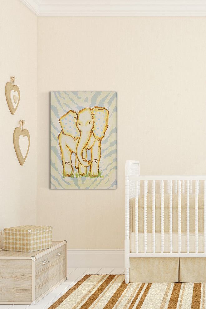 Marmont Hill, "Yellow Elephant" by Reesa Qualia Painting Wrapped Canvas, 40x60