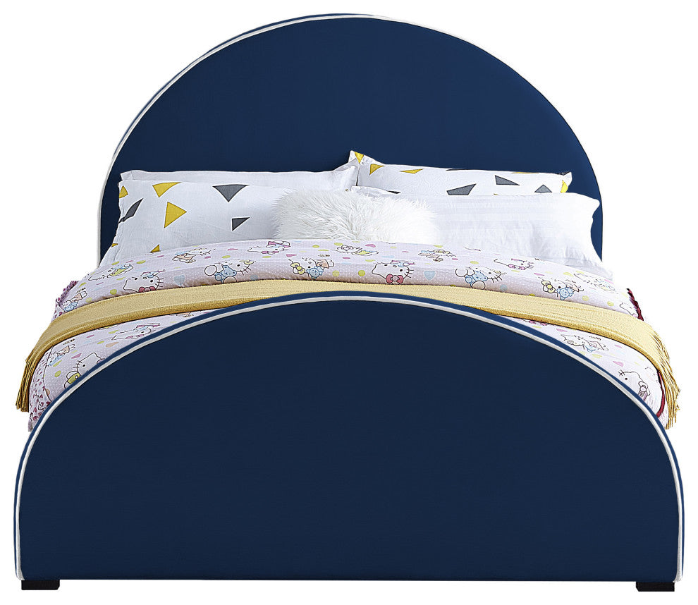 Brody Velvet Upholstered Bed, Navy, Queen
