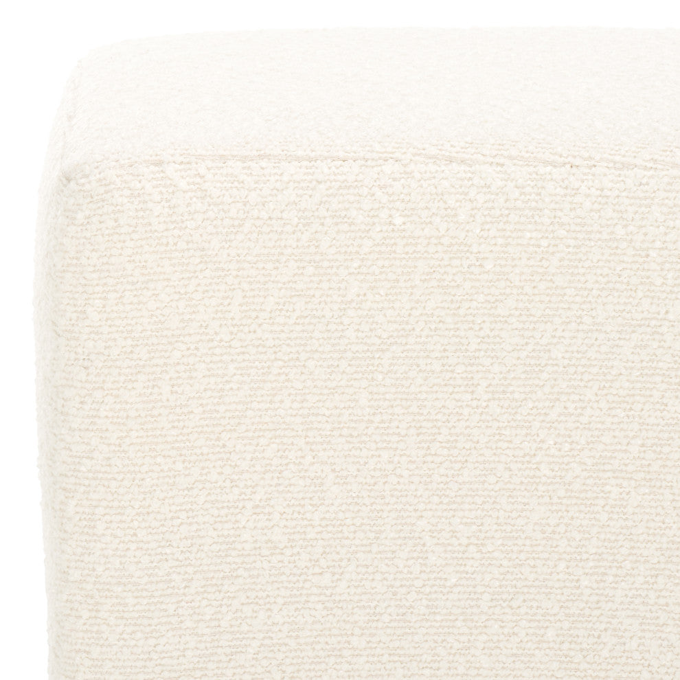 Safavieh Couture Jessa Square Boucle Ottoman, Ivory / Black